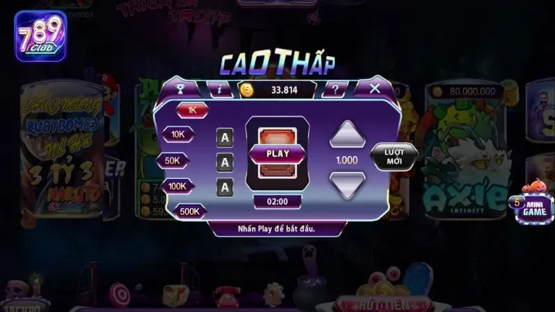 Các tính năng nổi bật trong game cao thấp 789club